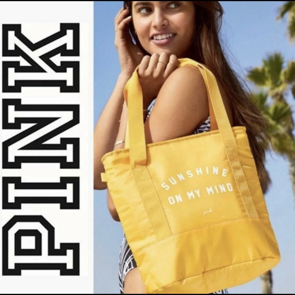 New Victoria's Secret PINK Cooler Tote Insulated Yellow Sunshine On My Mind